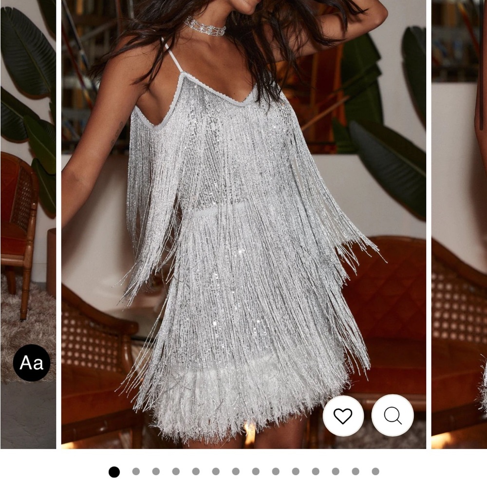 Sparkle 12th tribe dress silver fringe dress